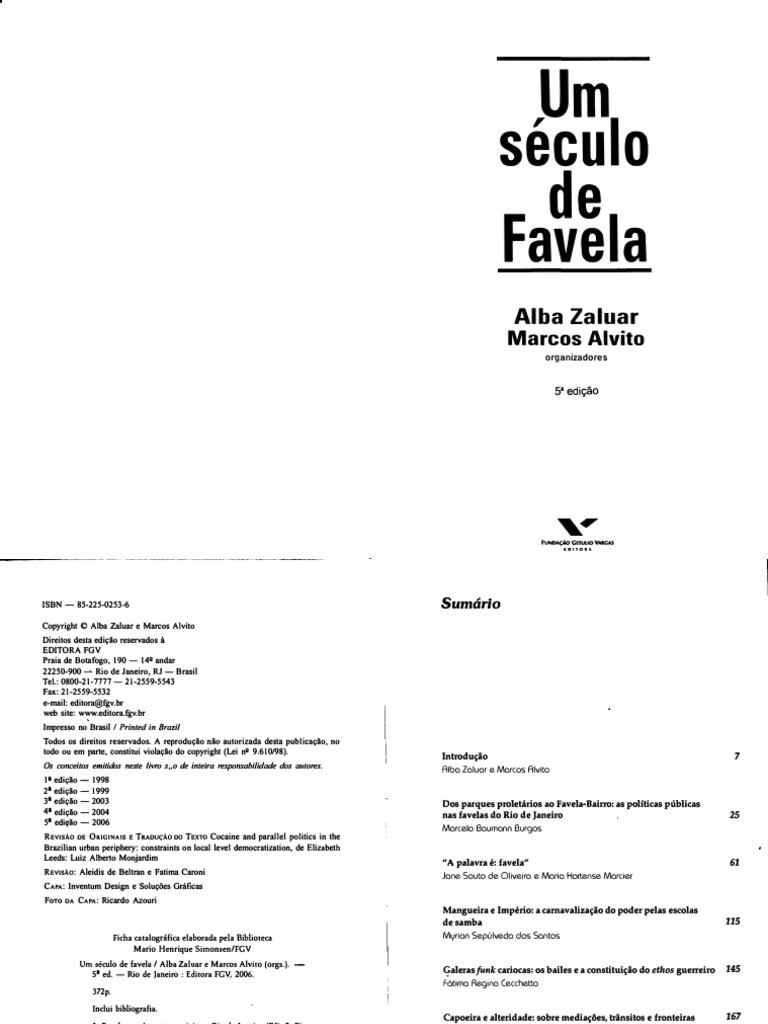 ZALUAR & ALVITO - Um Século de Favela, PDF, Favela